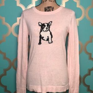 J. Crew Light Pink French Bulldog Sweater
